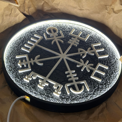 Лампа Вегвізір — кругла LED лампа з символом компаса вікінгів, USB