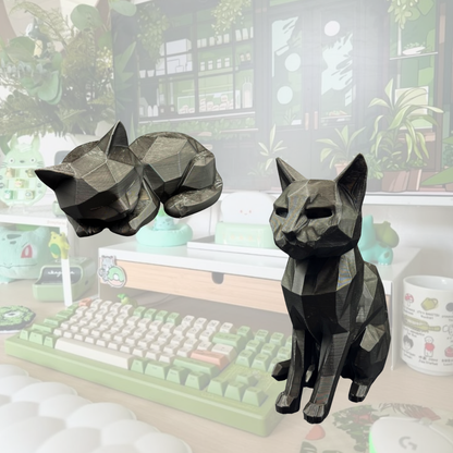 Фігурка чорного кота Low-Poly