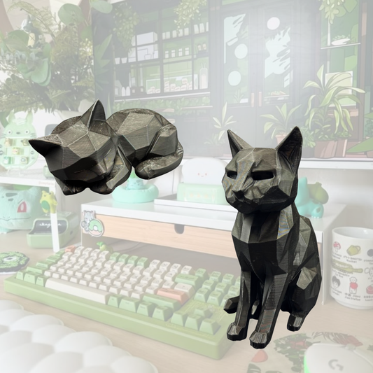 Фігурка чорного кота Low-Poly